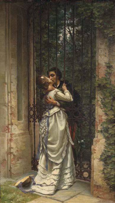 名画《吻》意大利画家Silvio Allason创作于1910年-优众博客