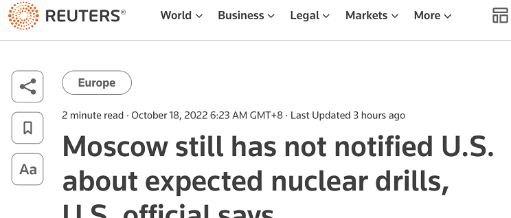 美官员:预计俄很快将进行核演习 世界面临“核冬天”威胁-优众博客